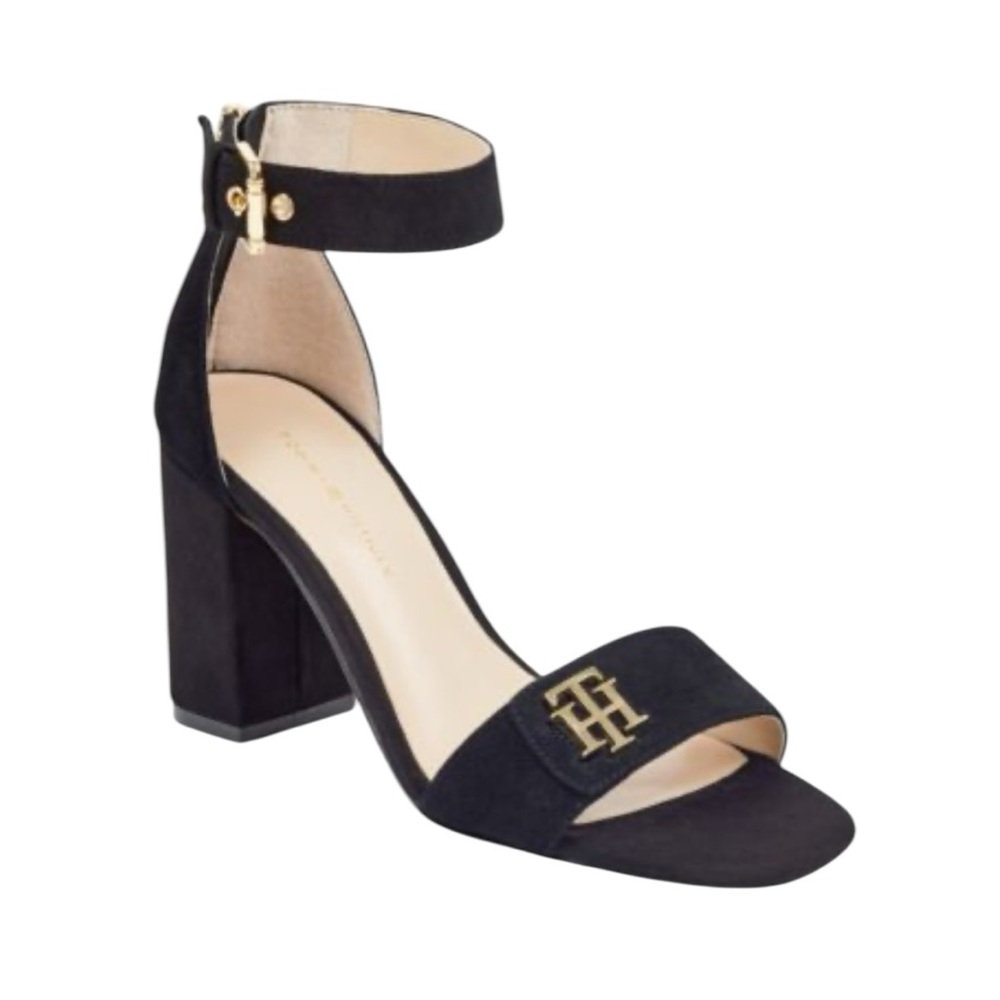 Tommy Hilfiger Black Suede Sheerah Heels SZ 7